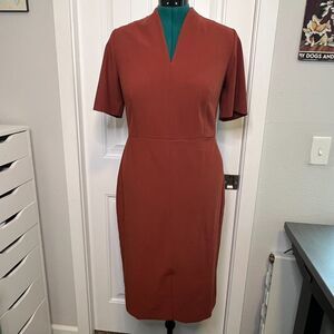 Ann Taylor Elbow Sleeve V-Neck Sheath Dress